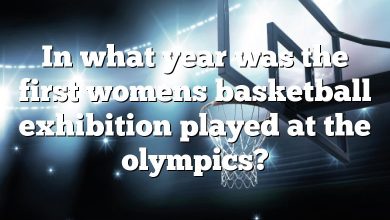 In what year was the first womens basketball exhibition played at the olympics?