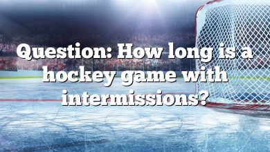 Question: How long is a hockey game with intermissions?