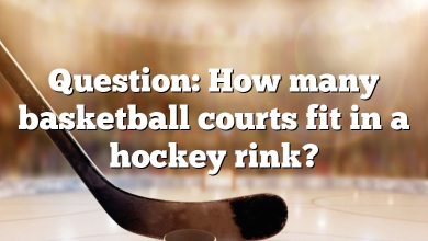 Question: How many basketball courts fit in a hockey rink?