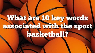 What are 10 key words associated with the sport basketball?