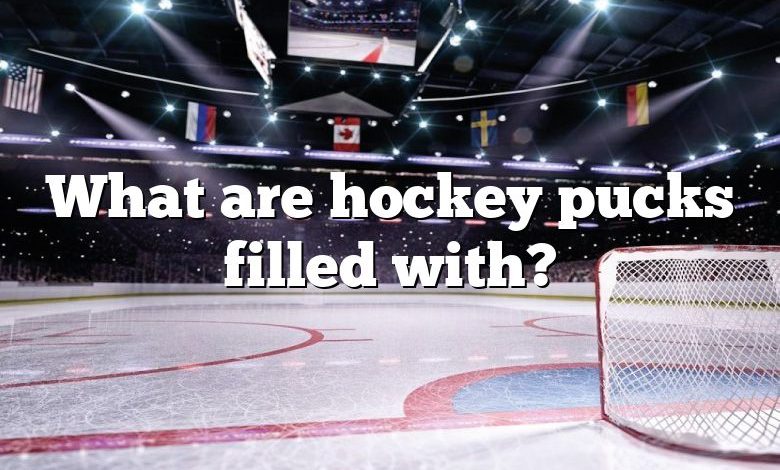 What are hockey pucks filled with?
