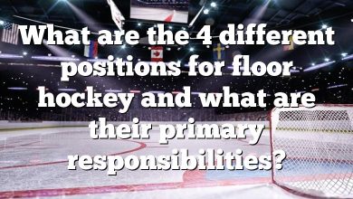 What are the 4 different positions for floor hockey and what are their primary responsibilities?