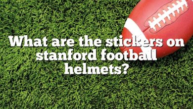 What are the stickers on stanford football helmets?