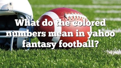 What do the colored numbers mean in yahoo fantasy football?
