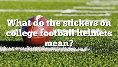 What do the stickers on college football helmets mean?