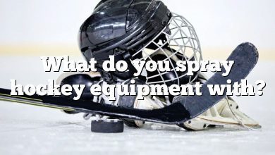 What do you spray hockey equipment with?