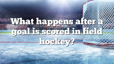 What happens after a goal is scored in field hockey?