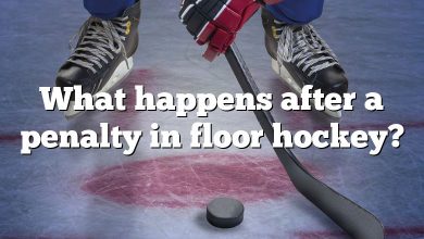 What happens after a penalty in floor hockey?