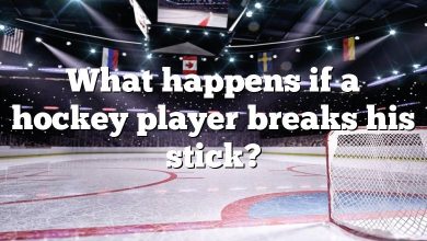 What happens if a hockey player breaks his stick?