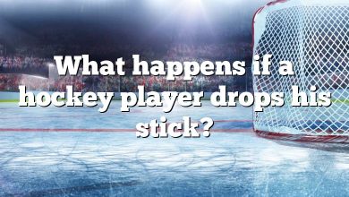 What happens if a hockey player drops his stick?