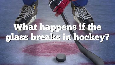 What happens if the glass breaks in hockey?