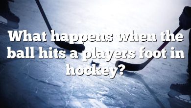 What happens when the ball hits a players foot in hockey?