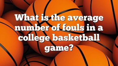 What is the average number of fouls in a college basketball game?