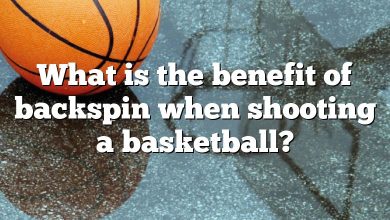 What is the benefit of backspin when shooting a basketball?