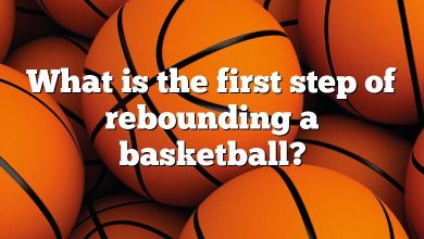 What is the first step of rebounding a basketball?