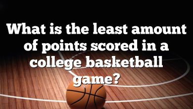 What is the least amount of points scored in a college basketball game?