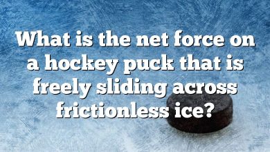 What is the net force on a hockey puck that is freely sliding across frictionless ice?