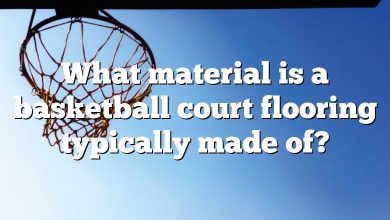 What material is a basketball court flooring typically made of?