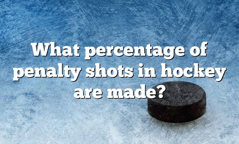 What percentage of penalty shots in hockey are made?