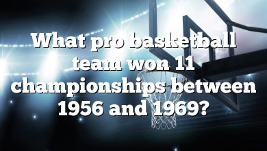 What pro basketball team won 11 championships between 1956 and 1969?