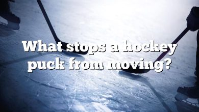 What stops a hockey puck from moving?
