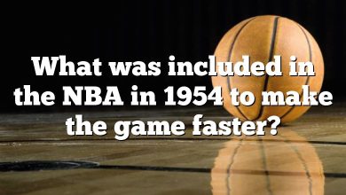 What was included in the NBA in 1954 to make the game faster?