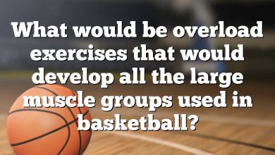 What would be overload exercises that would develop all the large muscle groups used in basketball?