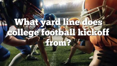 What yard line does college football kickoff from?