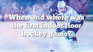 When and where was the first indoor floor hockey game?