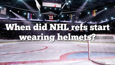 When did NHL refs start wearing helmets?