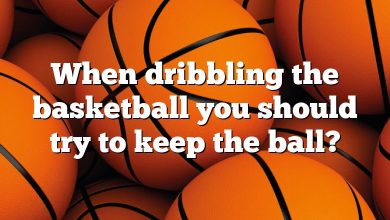 When dribbling the basketball you should try to keep the ball?