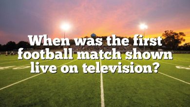 When was the first football match shown live on television?