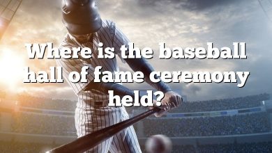 Where is the baseball hall of fame ceremony held?