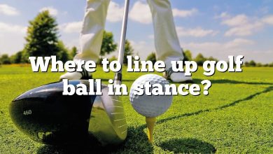 Where to line up golf ball in stance?