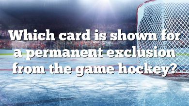 Which card is shown for a permanent exclusion from the game hockey?