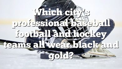 Which city’s professional baseball football and hockey teams all wear black and gold?