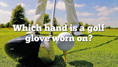 Which hand is a golf glove worn on?