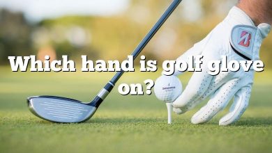 Which hand is golf glove on?