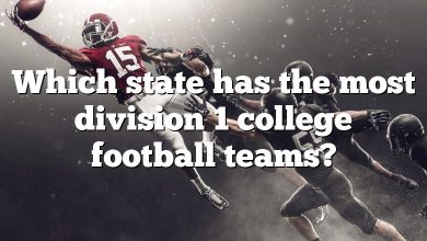 Which state has the most division 1 college football teams?