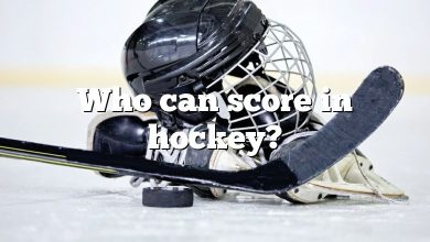 Who can score in hockey?