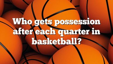 Who gets possession after each quarter in basketball?