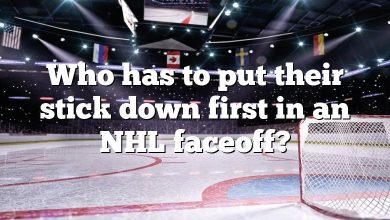 Who has to put their stick down first in an NHL faceoff?