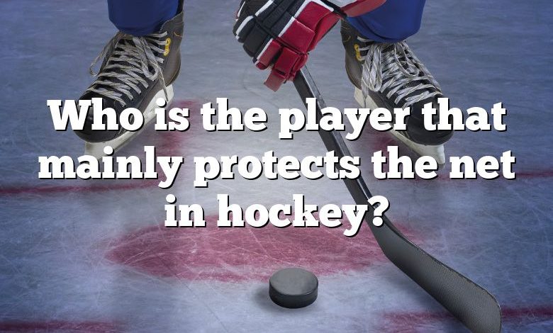 Who is the player that mainly protects the net in hockey?