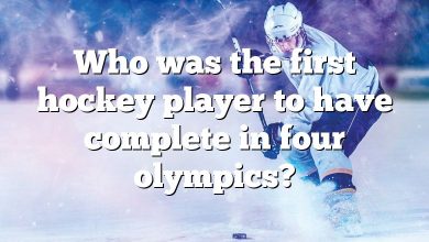 Who was the first hockey player to have complete in four olympics?