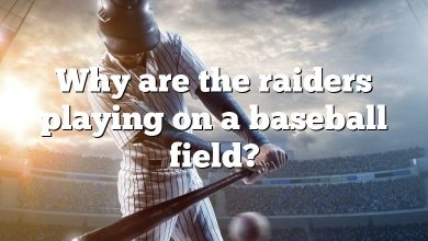 Why are the raiders playing on a baseball field?