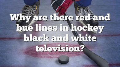 Why are there red and bue lines in hockey black and white television?