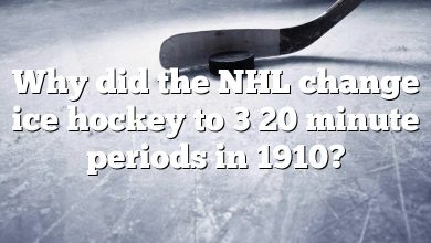 Why did the NHL change ice hockey to 3 20 minute periods in 1910?