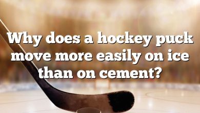 Why does a hockey puck move more easily on ice than on cement?