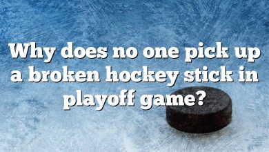 Why does no one pick up a broken hockey stick in playoff game?