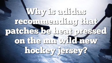 Why is adidas recommending that patches be heat pressed on the mn wild new hockey jersey?